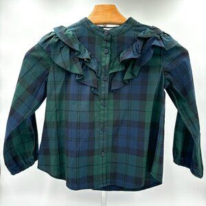 NWT Crewcuts Blue/Green Tartan Plaid Ruffle Blouse